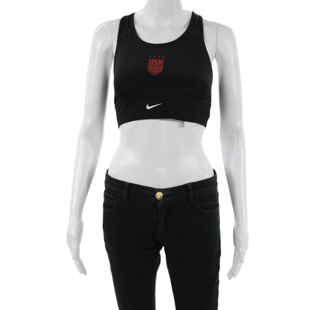Nike Womens Racerback Stretch Athletic Sports Bra Black Size S